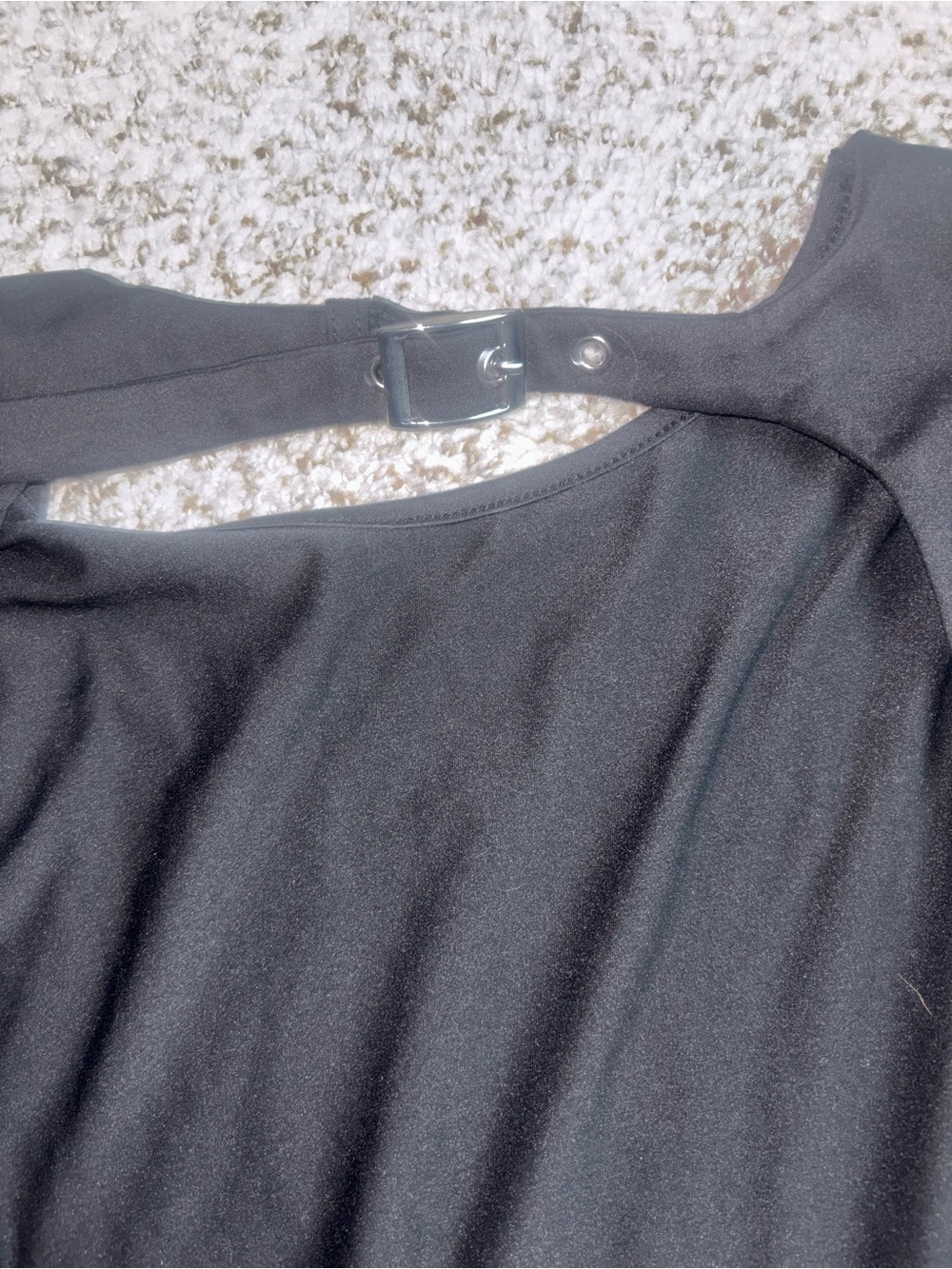 Black Buckle Back Bodysuit ✨ Edgy Cutout Clubwear Festival Top Size S (Runs M) - Picture 4 of 5
